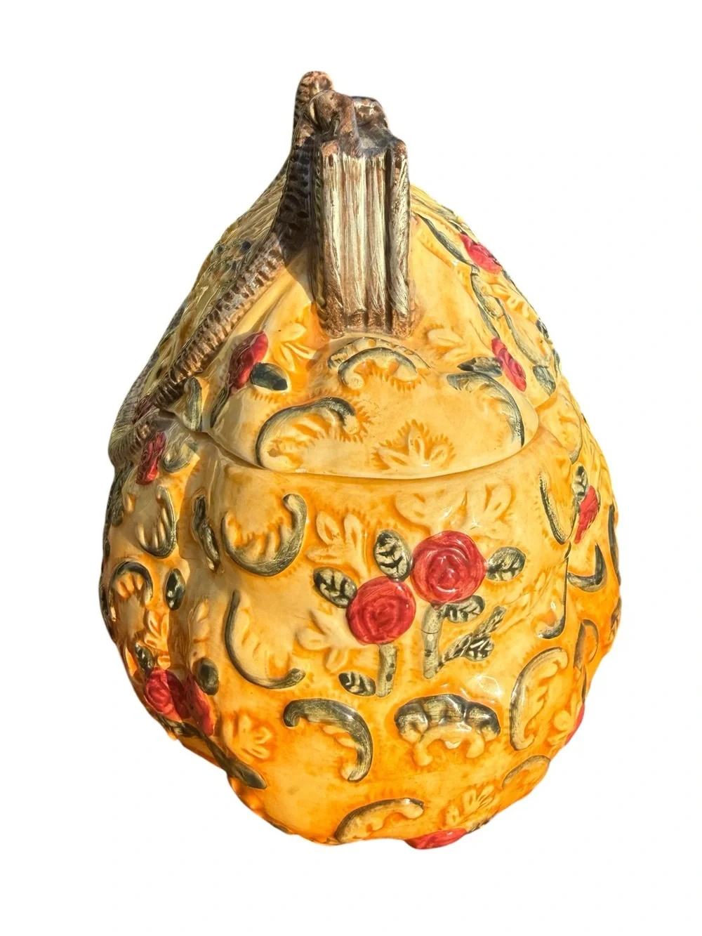 International Bazaar Purse Cookie Jar Floral Ceramic Canister Cottagecore Decor
